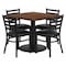 Flash Furniture Square Walnut Table, Blk Seat, Sqr, Rnd Base, 36", Laminate Top, Wood Grain RSRB1016-GG - alternate 1