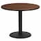Flash Furniture Round Walnut Lmnt Table Top, Round w/Base, 36", Laminate Top, Wood Grain XU-RD-36-WALTB-TR24-GG - alternate 1