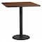 Flash Furniture Square Walnut Table Top, Square w/Round Base, 42", 42" W, 42" L, 43.125" H, Laminate Top, Wood Grain XU-WALTB-4242-TR24B-GG - alternate 1