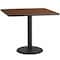 Flash Furniture Square Walnut Table Top, Square w/Round Base, 42", Laminate Top, Wood Grain XU-WALTB-4242-TR24-GG - alternate 1
