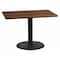 Flash Furniture Rectangle Walnut Table, Rctngl w/Round Base, 30"x42", Laminate Top, Wood Grain XU-WALTB-3042-TR24-GG - alternate 1