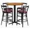 Flash Furniture Round Natural Bar Table, X-Base, Burg Seats, 24", Laminate Top, Wood Grain HDBF1039-GG - alternate 1