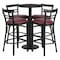 Flash Furniture Round Blk Bar Table, X-Base, Burgundy Seats, 24", Laminate Top, Wood Grain RSRB1037-GG - alternate 1