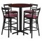 Flash Furniture Round Mahogany Bar Table, X-Base, Burg Seats, 24", Laminate Top, Wood Grain HDBF1038-GG - alternate 1