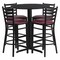 Flash Furniture Round Black Bar Table, X-Base w/Burgundy Seats, Laminate Top, Wood Grain HDBF1025-GG - alternate 1