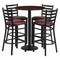 Flash Furniture Round Mahogany Bar Table, X-Base w/Brgndy Seats, Laminate Top, Wood Grain RSRB1026-GG - alternate 1