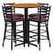 Flash Furniture Round Natural Bar Table, X-Base w/Burgndy Seats, Laminate Top, Wood Grain HDBF1027-GG - alternate 1