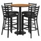 Flash Furniture Round Natural Bar Table, X-Base w/Black Seats, Laminate Top, Wood Grain RSRB1023-GG - alternate 1