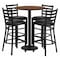 Flash Furniture Round Walnut Bar Table, X-Base w/Black Seats, Laminate Top, Wood Grain RSRB1024-GG - alternate 1