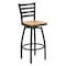 Flash Furniture Restaurant Stool, Ladder Back, Nat Seat, Seat Height Range: 30-1/4" XU-6F8B-LADSWVL-NATW-GG - alternate 1
