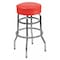Flash Furniture Double Ring Chrome Stool, Red Seat XU-D-100-RED-GG - alternate 1