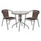 Flash Furniture Round Table Set, Aluminum, Glass, Metal, Plastic, Rattan, Clear TLH-087RD-037BN2-GG - alternate 1