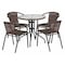 Flash Furniture Round Table Set, Aluminum, Glass, Metal, Plastic, Rattan, Clear TLH-087RD-037BN4-GG - alternate 1