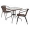 Flash Furniture Square Table Set, Aluminum, Glass, Metal, Plastic, Rattan, Clear TLH-073SQ-037BN2-GG - alternate 1