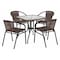 Flash Furniture Square Table Set, Aluminum, Glass, Metal, Plastic, Rattan, Clear TLH-073SQ-037BN4-GG - alternate 1