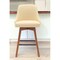 Homeroots 26" Cream and Wood Brown Faux Leather with Solid Wood Swivel Counter Height Bar Chair 534480 - alternate 1