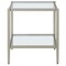 Homeroots 22" Nickel And Clear Glass And Steel Square End Table With Shelf 544179 - alternate 7