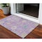Homeroots 3' X 5' Purple Ivory And Denim Blue Floral Washable Indoor Outdoor Area Rug 605325 - alternate 1