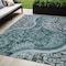 Homeroots 5' X 8' Teal Blue And Dark Green Floral Medallion Washable Indoor Outdoor Area Rug 603198 - alternate 1