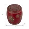 Homeroots 18" Red Iron Hand Painted Floral Round Drum End Table 634883 - alternate 6