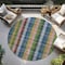Homeroots 8' Navy Blue Pink And Sage Round Plaid Washable Indoor Outdoor Area Rug 613977 - alternate 4