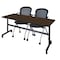 Regency Kobe Flip-Top Training Nesting Table W/ 2 Cadence Nest Chairs, 72 in W, 24 in L, Neo Walnut MKFT7224NW23BK - alternate 1