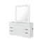 Homeroots 62" White Wood And Glass Six Drawer Vanity Table With Mirror Seating And Lights 643653 - alternate 7