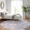 Homeroots 8' Lavender Purple And Gray Round Floral Washable Indoor Outdoor Area Rug 605481 - alternate 6
