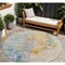 Homeroots 8' Linen Teal Blue And Copper Round Abstract Washable Indoor Outdoor Area Rug 605520 - alternate 1