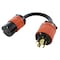 Ac Works SOOW Extension Cord Adapter, 10 AWG, 10/3, 1 Outlets, L6-20R, Black, Rubber, Nylon, L15-30P, 1 ft L1530L620-012 - alternate 1