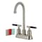 Kingston Brass Double-Handle 4" Centerset High-Arc Bar Faucet, Brushed Nickel FB8498CKL - alternate 1