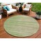 Homeroots 8' Green Beige And Ivory Round Striped Washable Indoor Outdoor Area Rug 597237 - alternate 1