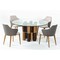 Homeroots 59" Clear And Walnut Rounded Glass And Solid Manufactured Wood Dining Table 487881 - alternate 4