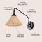 Jonathan Y Kiawah 11" 1-Light Vintage Coastal Rattan/Metal Swing Arm LED Sconce, Black/Natural JYL1602A - alternate 9
