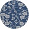 Homeroots 8' Navy Blue And Gray Round Floral Washable Indoor Outdoor Area Rug 600026 - alternate 7
