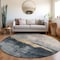 Homeroots 8' Blue Gray And Gold Round Abstract Washable Indoor Outdoor Area Rug 602995 - alternate 7