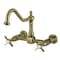 Kingston Brass Two-Handle Wall Mount Bridge Kitchen Faucet, Antique Brass KS1243BEX - alternate 1