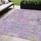 Homeroots 5' X 8' Purple Ivory And Denim Blue Floral Washable Indoor Outdoor Area Rug 605326 - alternate 1