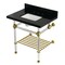 Kingston Brass 30-Inch Black Granite Console Sink with Acrylic Legs and Shelf, 8-Inch, 3-Hole KVPK3030KASQB7 - alternate 1