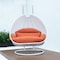 Leisuremod White Wicker Hanging 2 person Egg Swing Chair with Orange Cushions ESCW-57OR - alternate 4