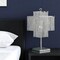 Homeroots 22" Silver Metal Four Light Square Table Lamp LED With Clear Crystal Novelty Shade 558370 - alternate 1