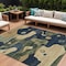 Homeroots 9' X 12' Navy Blue Gold And Olive Green Abstract Washable Indoor Outdoor Area Rug 630607 - alternate 1