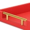 Homeroots 16" Red Wood and Vinyl Faux Shagreen Handmade Serving Tray With Handles 571242 - alternate 9
