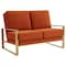 Leisuremod Jefferson Contemporary Velvet Loveseat with Gold Frame, Orange JAG53OR - alternate 1