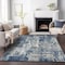 Homeroots 8' X 10' Navy Blue Gray And Ivory Abstract Washable Indoor Outdoor Area Rug 597989 - alternate 7
