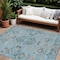 Homeroots 10' X 14' Sky Blue Gray And Charcoal Floral Washable Indoor Outdoor Area Rug 605490 - alternate 1