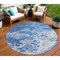 Homeroots 8' Navy Blue And Ivory Round Abstract Washable Indoor Outdoor Area Rug 618306 - alternate 1