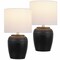 Jonathan Y Hugo 16.75" Traditional Rustic Reeded Ceramic Vase LED Table Lamp, Black/Nickel, 2PK JYL5707A-SET2 - alternate 1