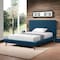 Homeroots Denim Blue Solid Wood Full Upholstered Linen Bed 544940 - alternate 6