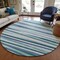 Homeroots 8' Teal Blue Gray And Ivory Round Striped Washable Indoor Outdoor Area Rug 597363 - alternate 7